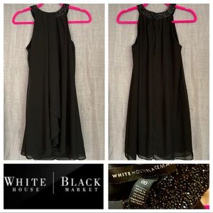 WHBM Embellished Neckline Drape Dress